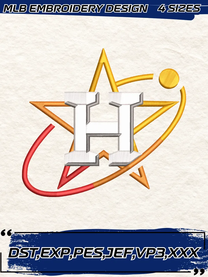 Houston Astros Cap Logo Embroidery Design,MLB Embroidery Design,Machine Embroidery Design File,4 Sizes, Digital Download