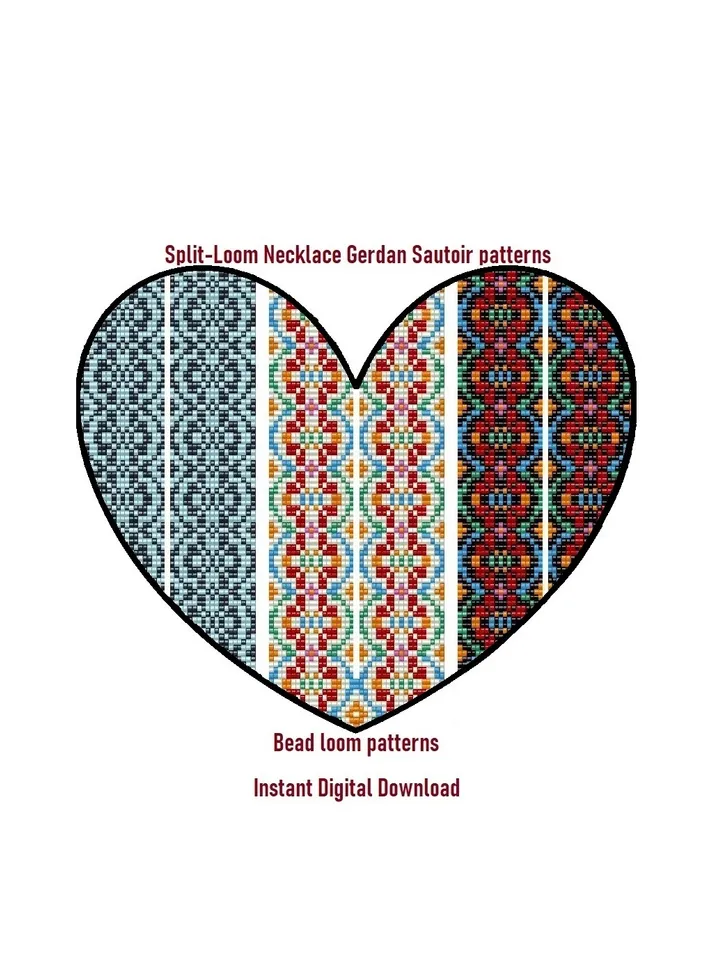 Bead loom «Bunch of flowers» Sautoir-Gerdan-Split-Loom Necklace patterns