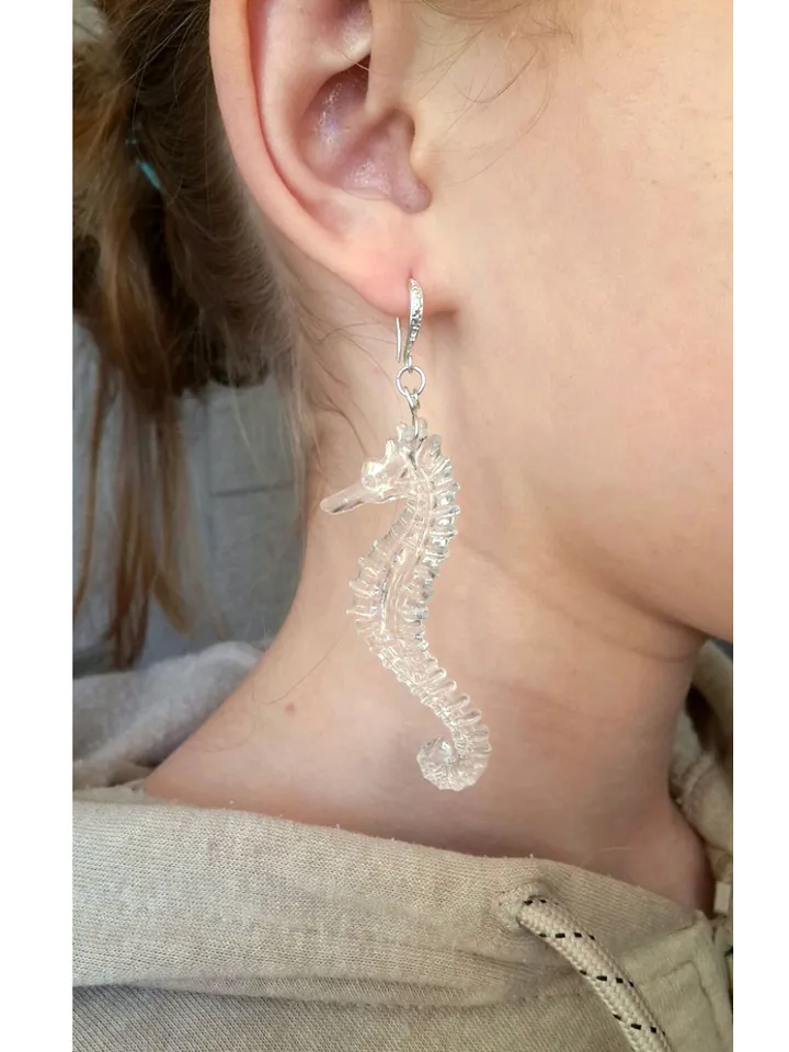Seahorse earrings, Seahorse long earrings, Seahorse gift for girls