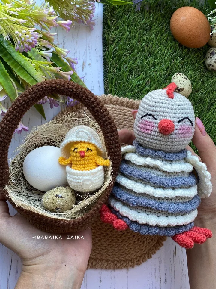 PDF Crochet Easter Chicken in the Basket Pattern, Amigurumi Chick in Egg, Crochet Easter Pattern, Amigurumi Chick, Amigurumi animal, bird