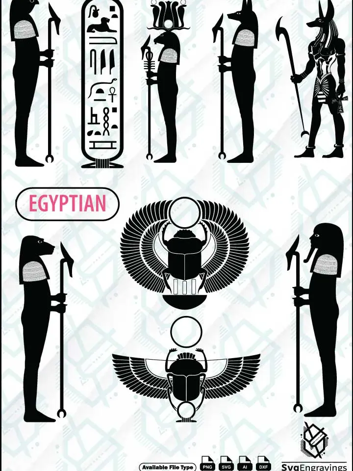 51 EGYPTIAN Symbols Vector Bundle | High-Quality Ai, SVG, PNG & DXF Files | SvgEngravings