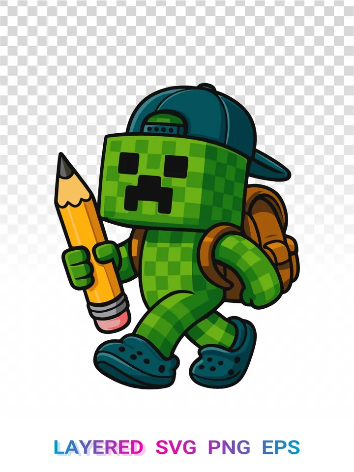 Minecraft Creeper Back To School PNG, SVG, Transparent, Cricut