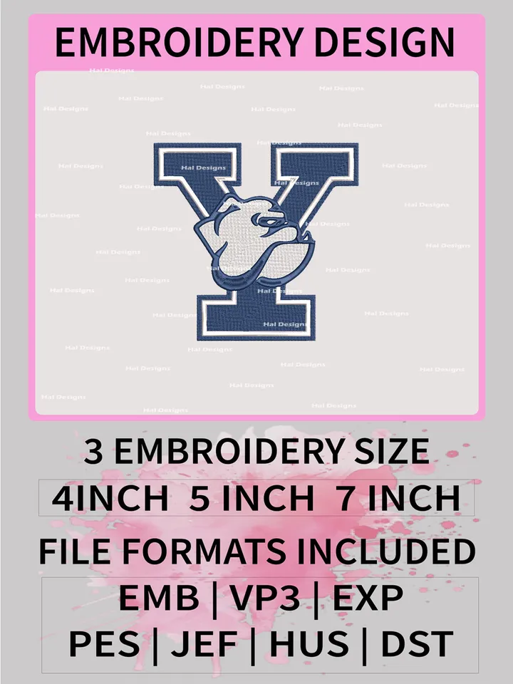 NCAA Yale Bulldogs Embroidery File, 3 Sizes, 6 Formats, NCAA Machine Embroidery Design, NCAA Logo, NCAA Teams