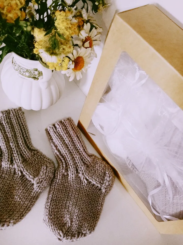 Knitted Socks for Newborns 2 pairs 6 months - 1 year 4.3 in Handmade for a Baby