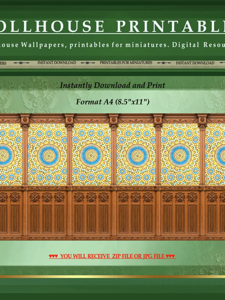 Wallpapers- Set 15-v4 | Printables for Dollhouses and Unique Miniature Projects | Digital Downloads | in Scale 1/12th