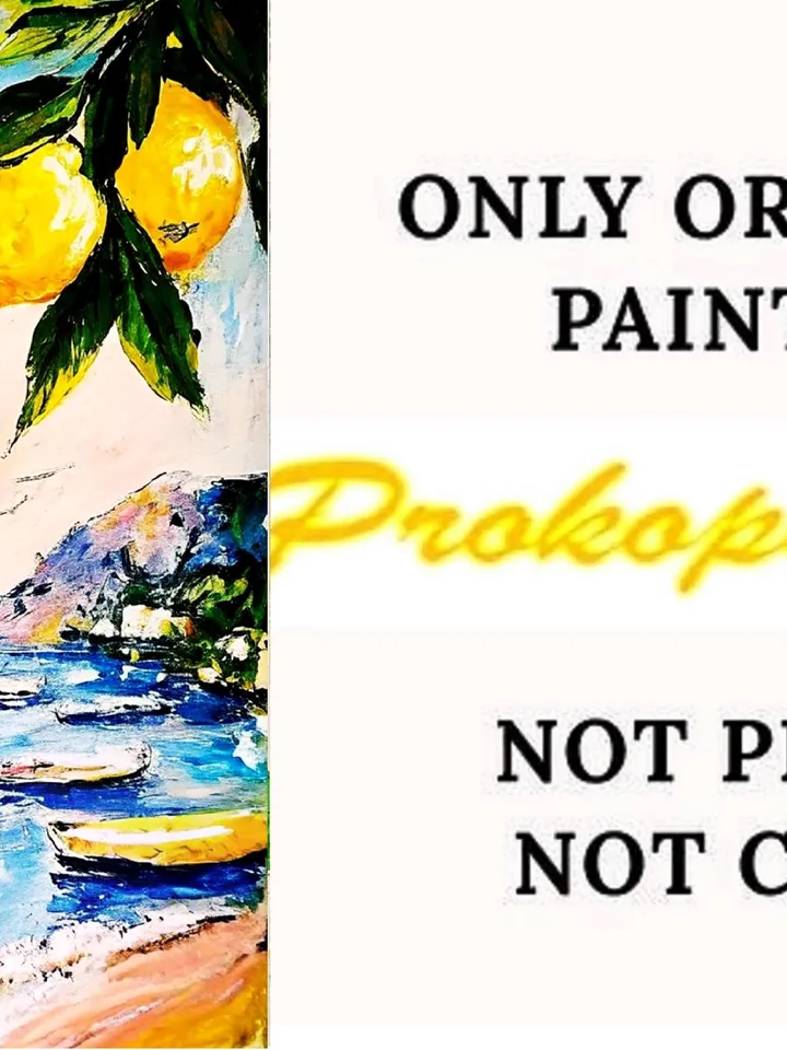 Lemon Tree Painting Courtyard Original Art Impasto Oil Painting Italian Landscape mall Art Unique Original Oil Painting Modern Art 7x5