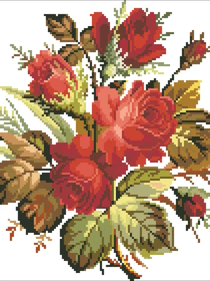 Antique Cross Stitch Pattern Antique Bouquet Counted Digital Download PDF