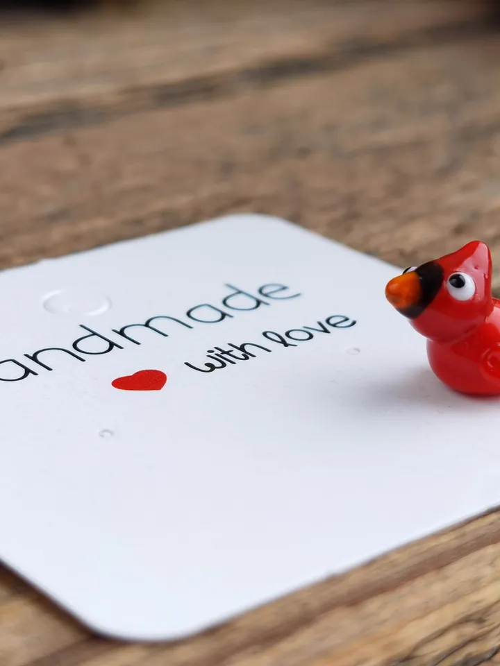Glass figurines Red cardinal bird figurine Glass cardinal figurine Tiny cardinal Miniature cardinal Tiny glass animals Glass birds Dollhouse