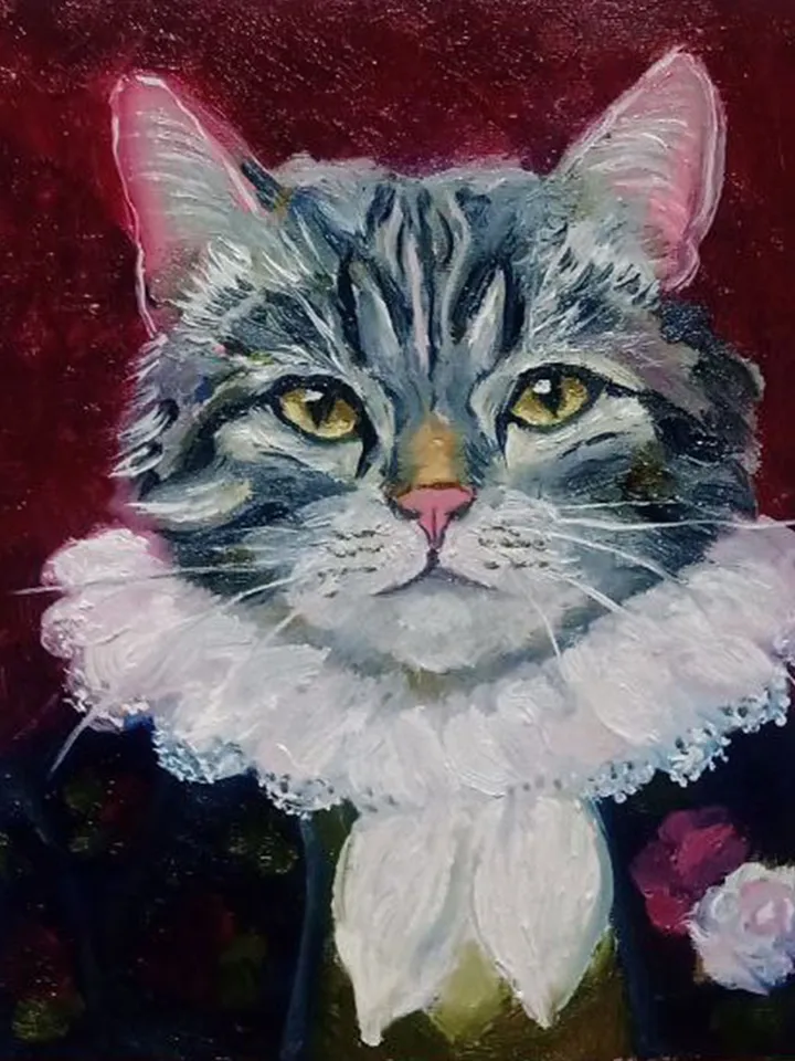 Cute Cat Painting Original Art Impasto Oil Painting Canvas Painting