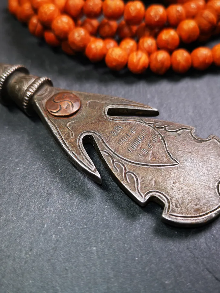 Gandhanra Handmade Tibetan Amulet,Kartika(knife of the dakinis), Trantic Buddhism Ritual Implement, Altar Tools,Made of Cold Iron,4.33"