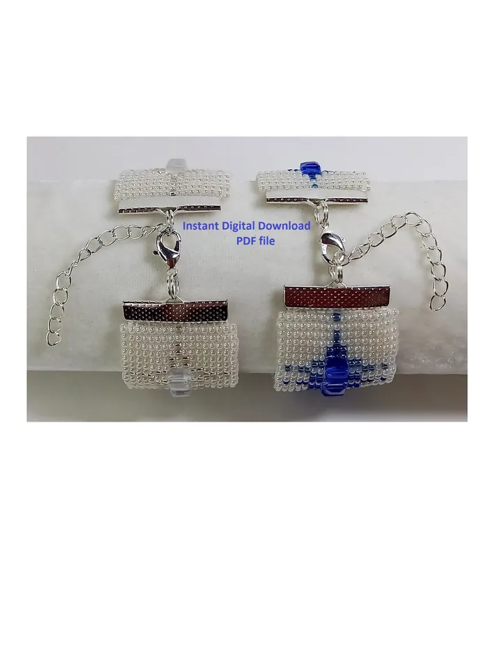 TUTORIAL Cuff Bracelet Loom - Square Stitch, Bead Patterns Bracelet, Seed beads Preciosa and Square glass beads, Instant Download