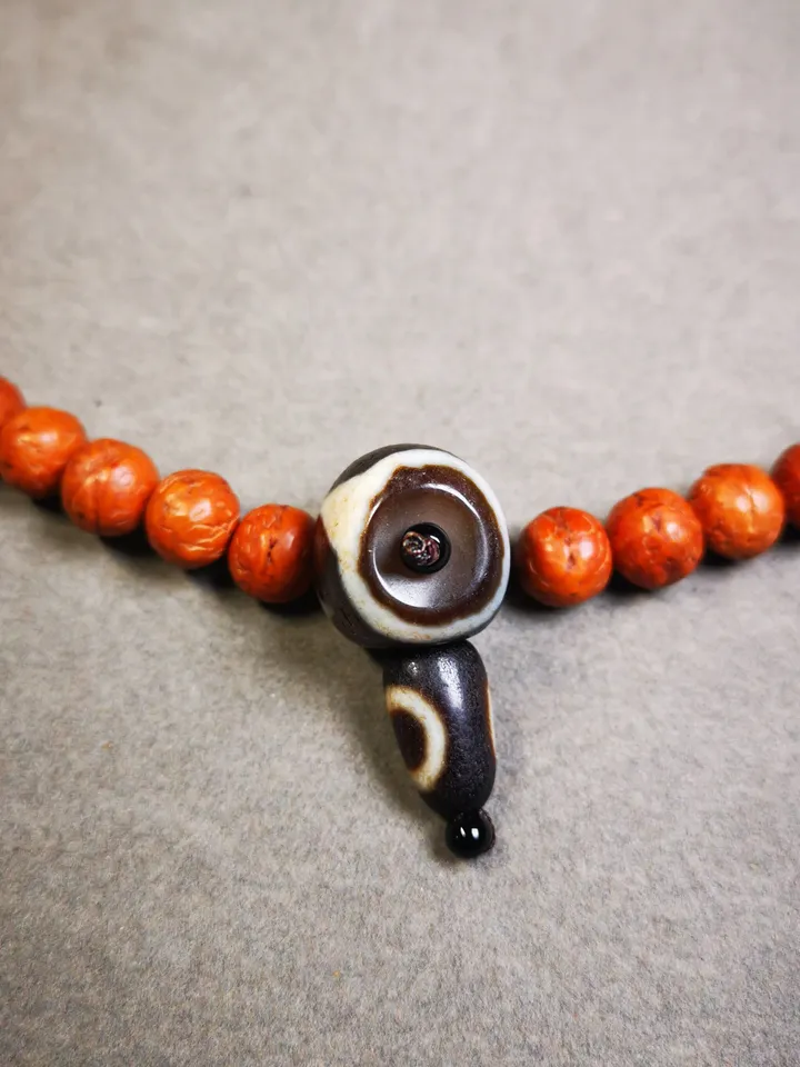 Gandhanra Old Tiger Tooth Dzi Guru Bead,T-drilled 3-Hole Mala Bead, Prayer Bead,Connector Bead for Buddhist Bead
