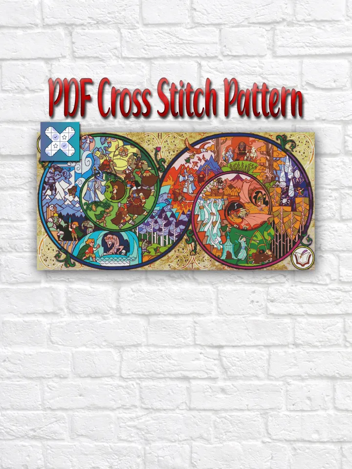 Lord Of The Rings Cross Stitch Pattern / Hobbit Cross Stitch Pattern / Stained Glass Cross Stitch Pattern / Instant PDF