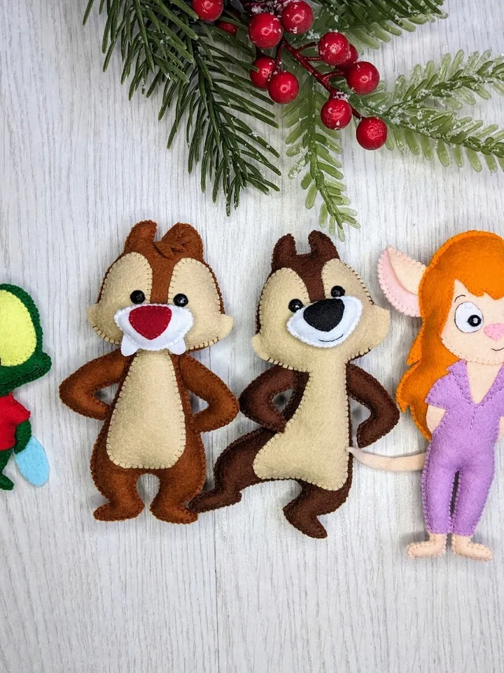 Chip 'n Dale Rescue Rangers. Gadget Hackwrench. Zipper the Fly. Set of felt toys for children