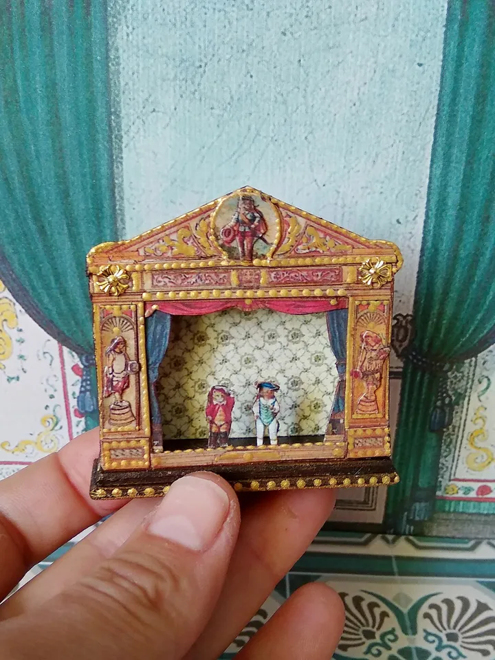 Miniature puppet theater for doll houses.