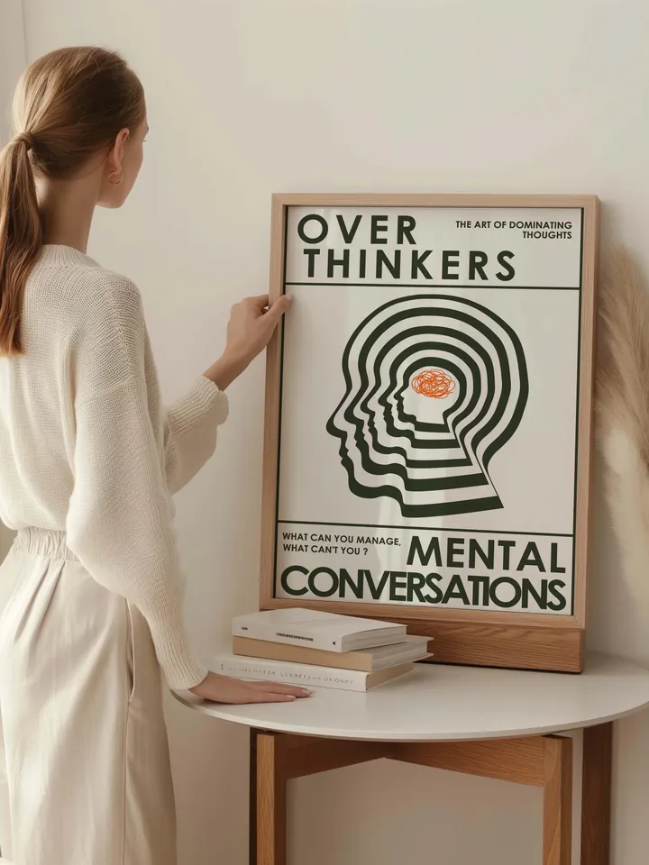Overthinkers Wall Art Digital Print Retro Style Creativity Poster Eclectic Printable Artwork Trendy Room Decor Instant Download Green White