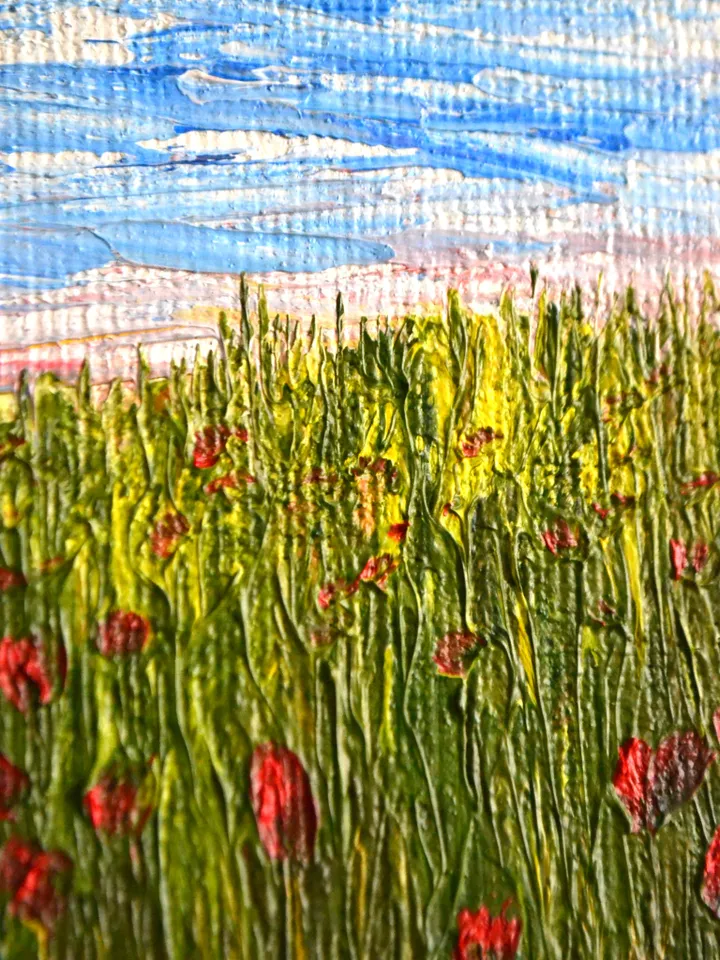 “Poppies” is a miniature oil painting
