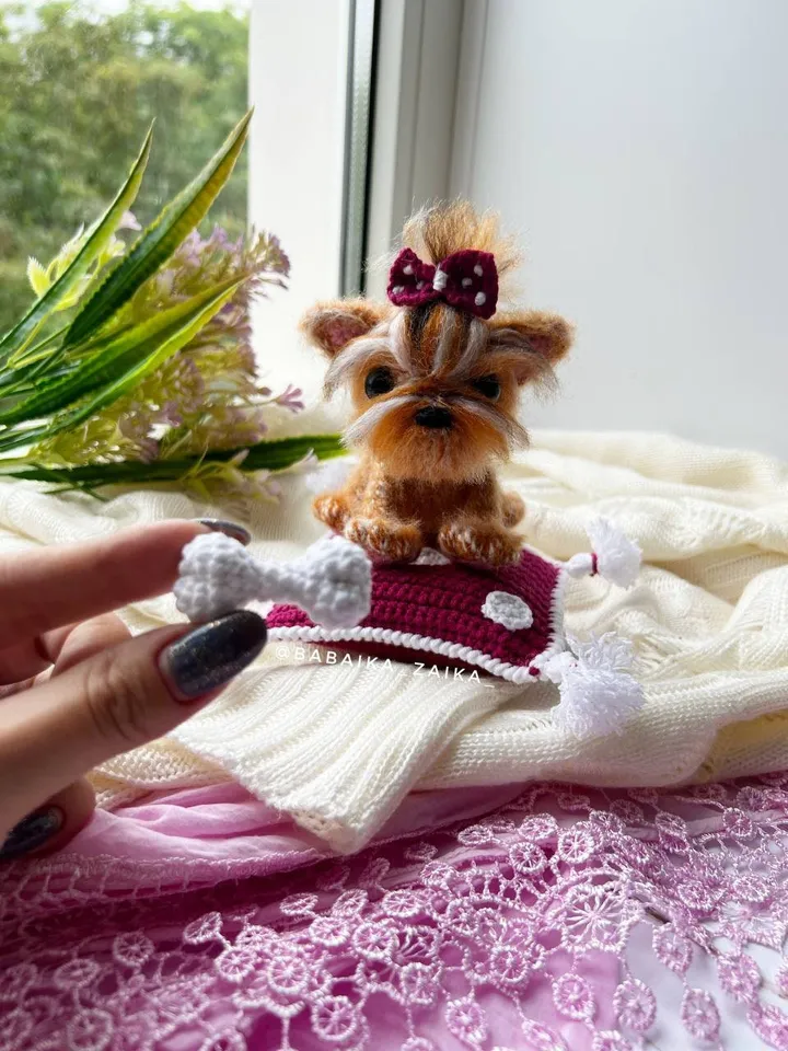 PDF Cute Mini Yorkshire Terrier Dog Crochet pattern, Crochet Animal Pattern, Crochet Yorkie Puppy, Amigurumi baby toy, Crochet Cute Dog