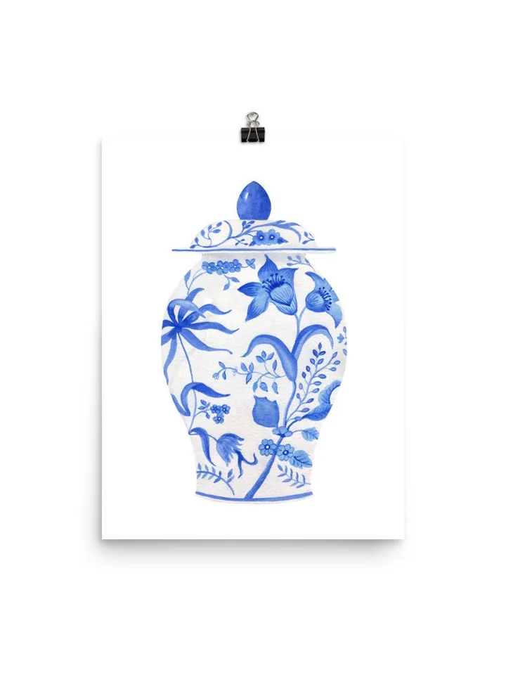 Blue Chinoiserie Vase Set Of 2 Wall Art, Ginger Jar Wall Art, Blue And White, Chinoiserie Chic, Vintage Art Print, Vase Still Life