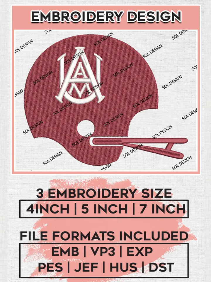NCAA Alabama A&M Bulldogs College Team Helmet Logo Embroidery Design Files, NCAA Alabama A&M Bulldogs Machine Embroidery, NCAA Teams, 3 sizes, NCAA Machine embroidery designs, Digital Download