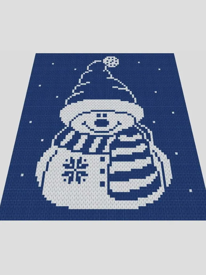 Loop yarn Finger knitted Snowman blanket pattern