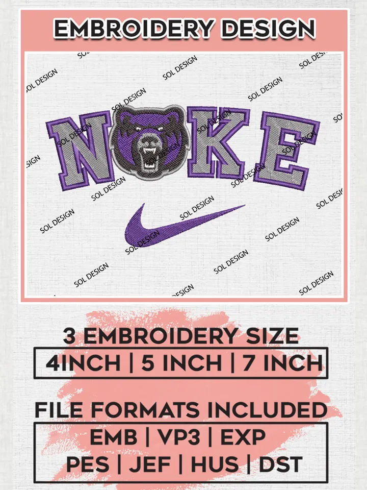 Nike Central Arkansas Bears Machine Embroidery Design, NCAA Central Arkansas Bears Embroidery Design files, NCAA Logo Embroidery Designs, NCAA Machine Embroidery Designs, Digital Download