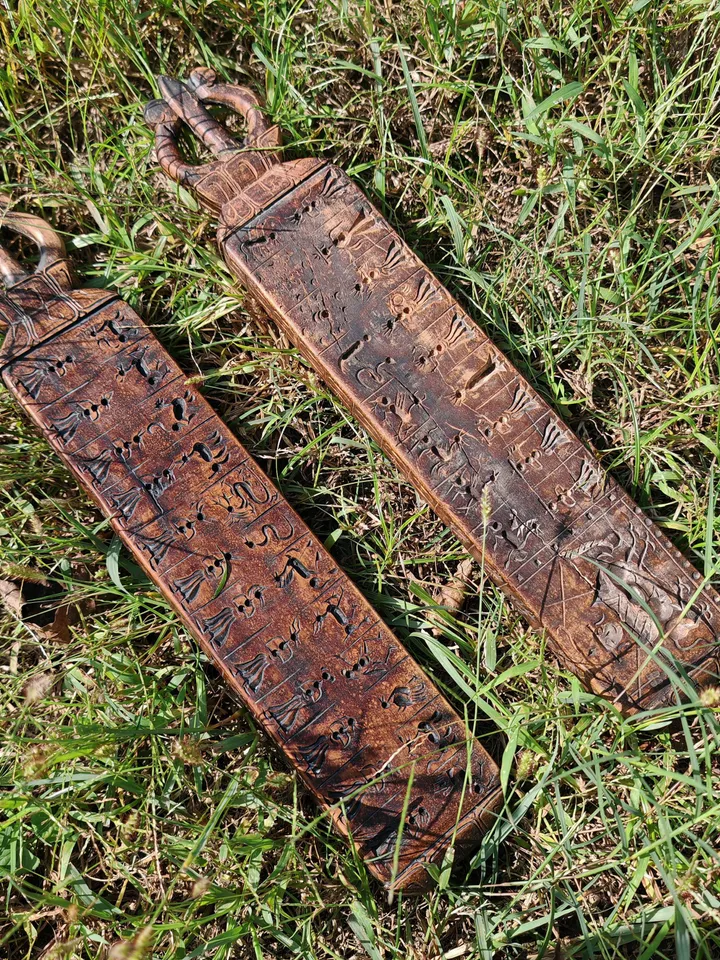 Gandhanra Antique Tibetan Buddhist Zanpar Wooden Mold Stick,Dharma Ritual Plate,Intricately Carved Esoteric Ritual Objects and protectors