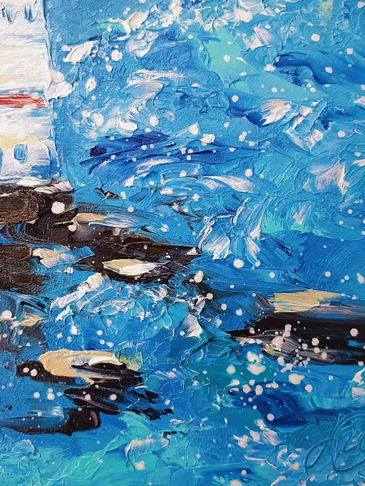 Lighthouse Painting Seascape Original Art Beach Wall Art Small Oil Painting