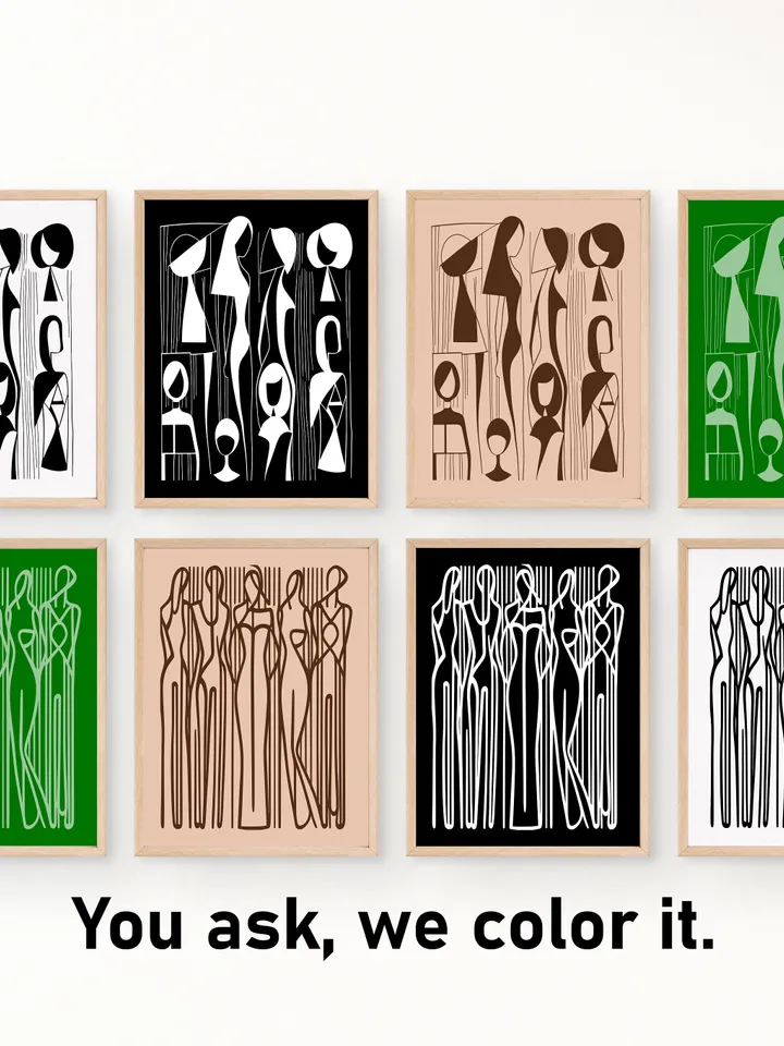 Woman Line Art Print Set of 2, Woman Line Drawing Wall Art, Living Room Wall Art, Woman Line Draw Illustration, Woman Line Art Poster Set