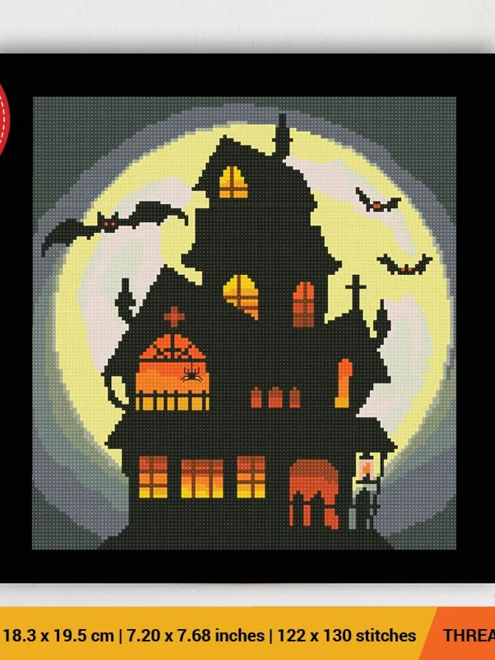 Halloween House Cross stitch pattern | Embroidery Pattern | Instant Download | Embroidery Designs