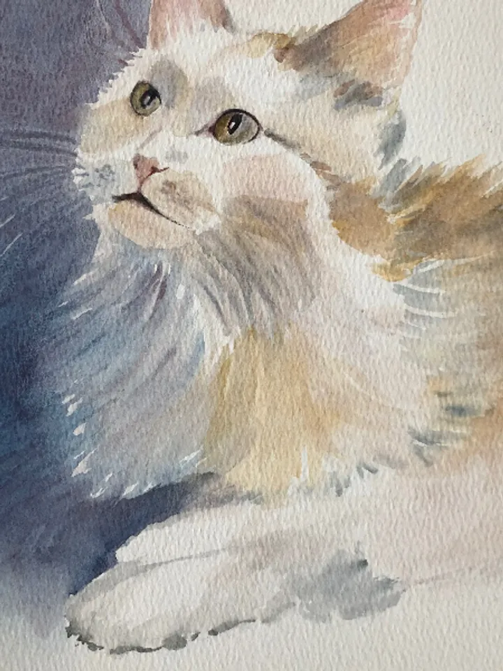 Cat portrait cute pet animal painting living room wall art original watercolour hand painted modern painting