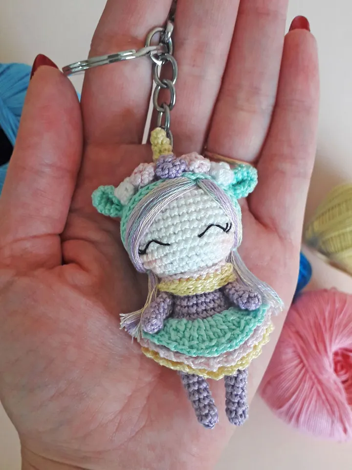 Pattern crochet unicorn. pattern keychain. pattern unicorn. pattern miniature. crochet doll. pattern unicorn doll