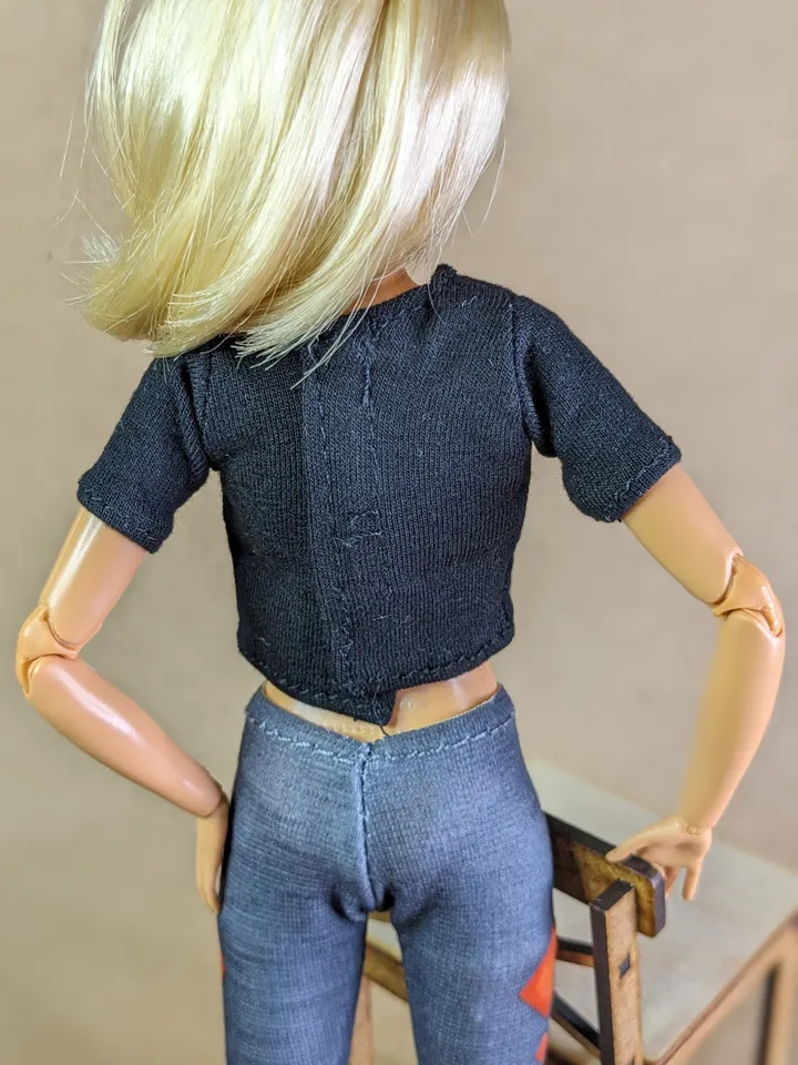 Black T-shirt & Gray leggins for 1/6 scale fashion female dolls