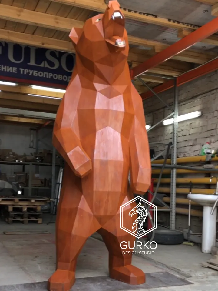 Angry Bear Metal Papercraft, DXF, PDF, Digital Template Download, Gurko, Pepakura, Welding Low Poly 3D Origami, DIY Metal Sculpture