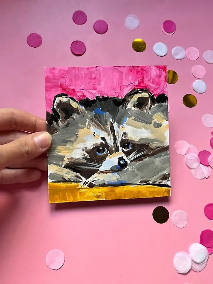 Raccoon Painting Original Art Animal Art Small Painting Animal Art
