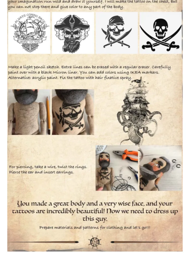 PDF tutorial how to make bearded Pirate in English
