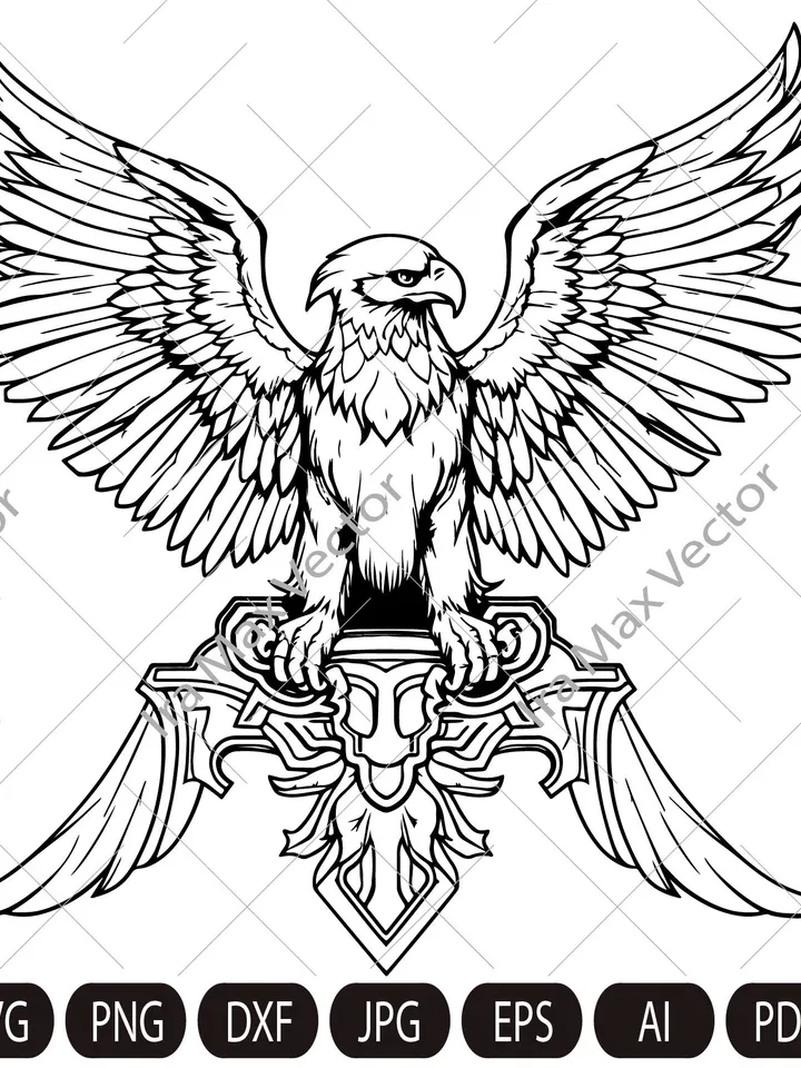 Heraldic eagle svg, eagle svg, Tribal Eagle Spread Wings,cut file american eagle, american svg, america svg, army eagle, american eagle