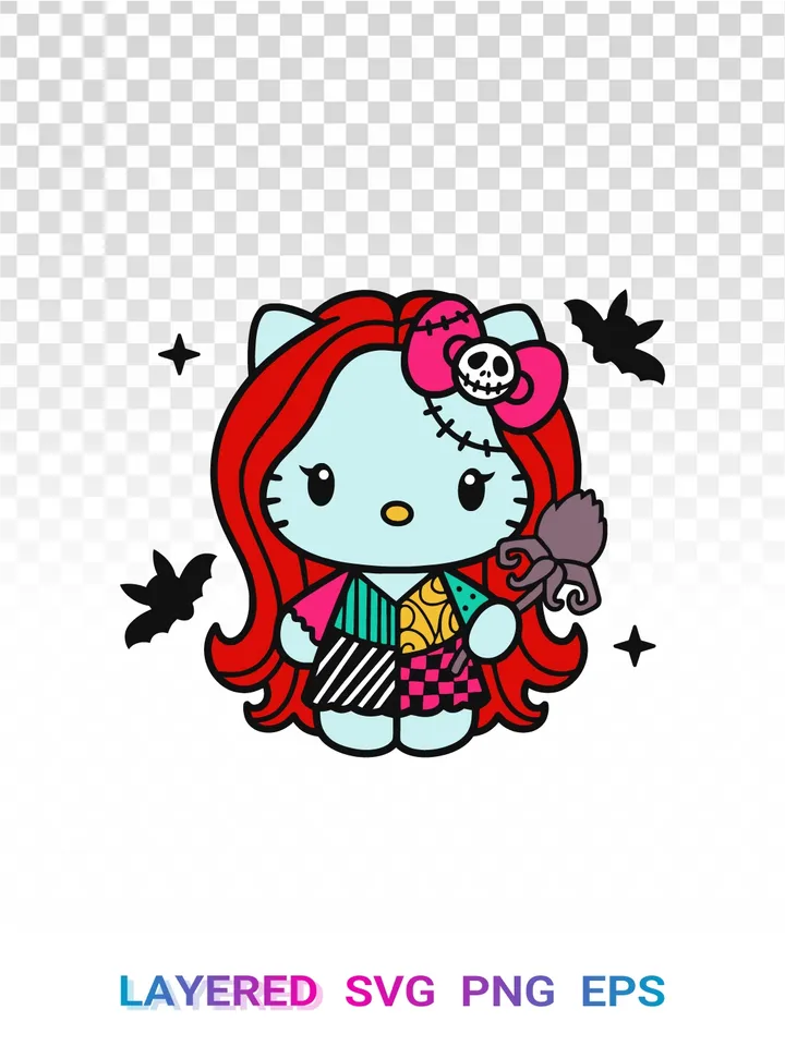 Hello Kitty Sally SVG, Nightmare Before Christmas PNG