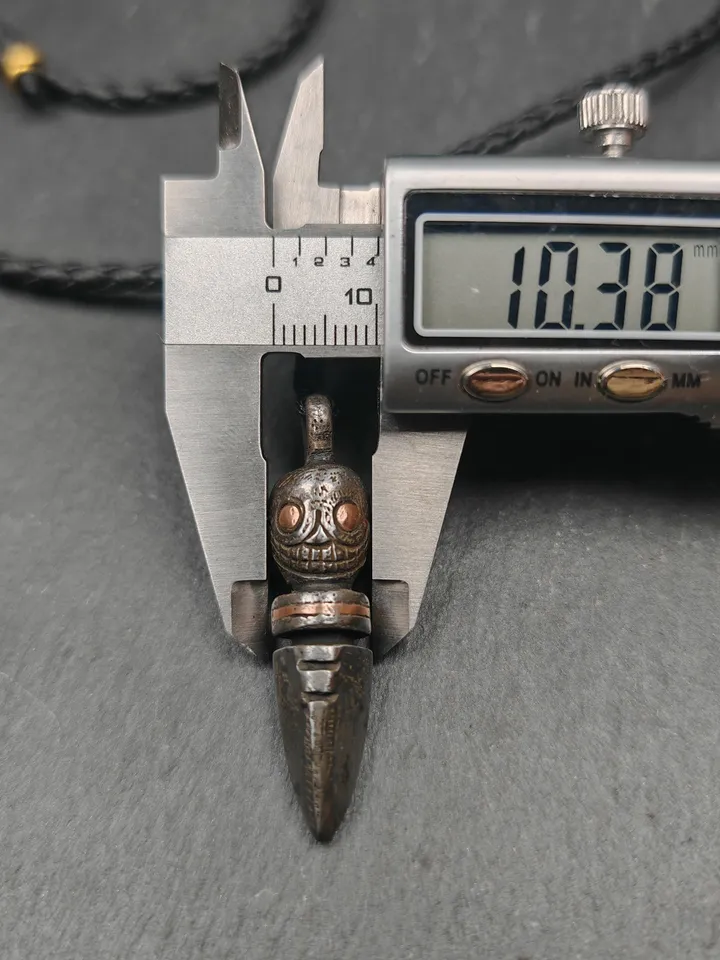 Gandhanra Handmade Skull Phurba Amulet,Kila - Dorje Phurba,Tibetan Budhist Ritual Implement Pendant,Made of Cold Iron,44mm