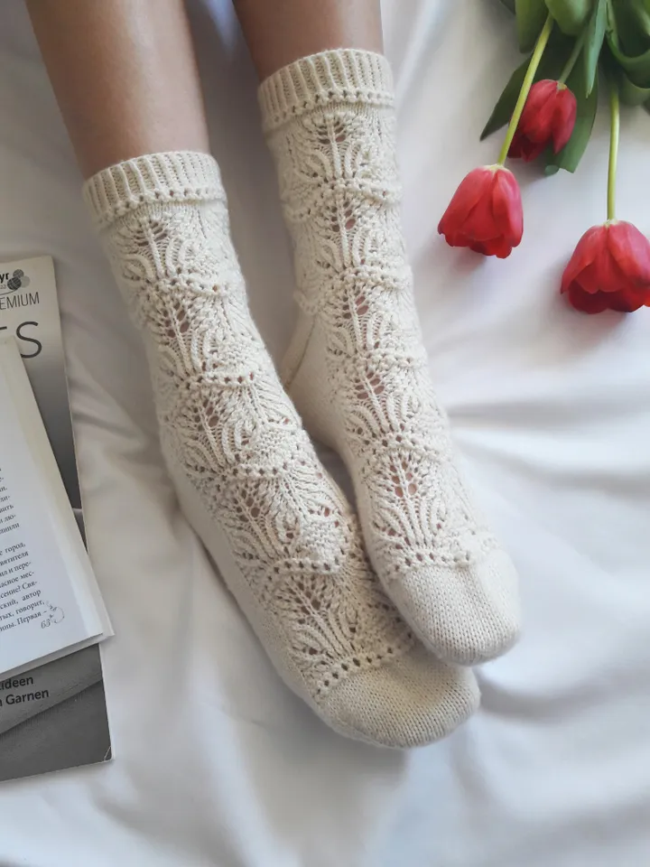 Hand knitted socks woman. lace socks woman's. luxurious gift for her.