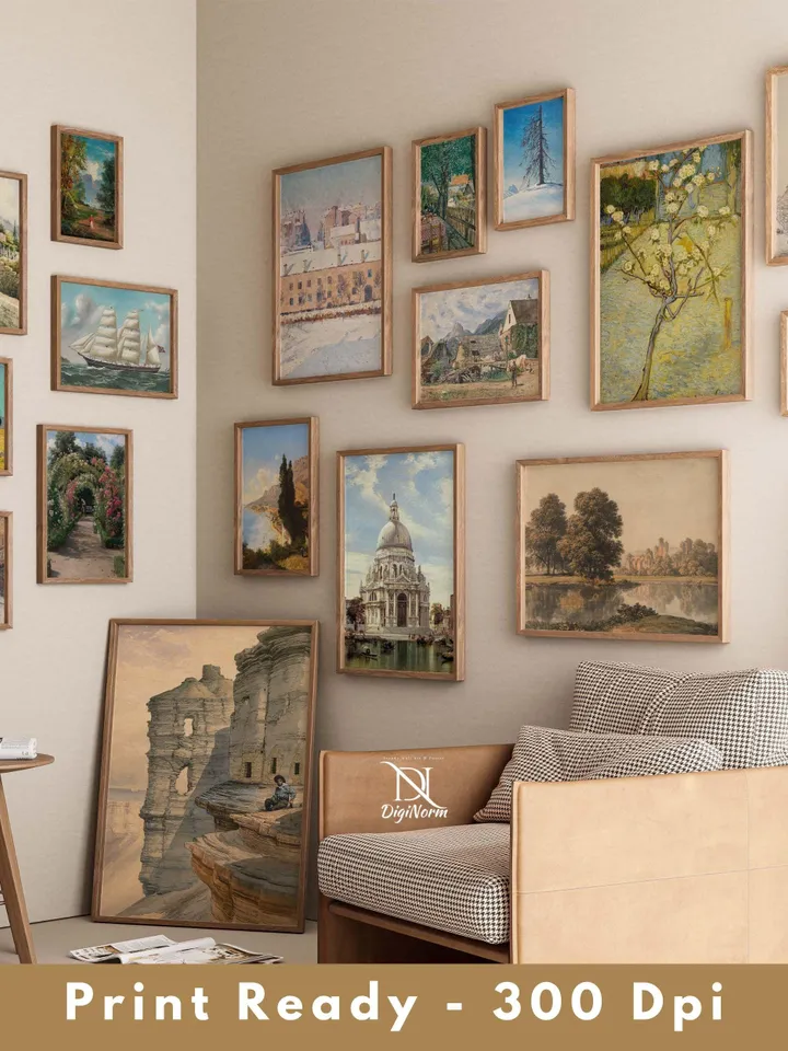 43500+ Vintage Country Landscape Poster Set Digital Nature Paintings Bundle Antique Mountain Wall Art Printable Scenic Home Decor Download