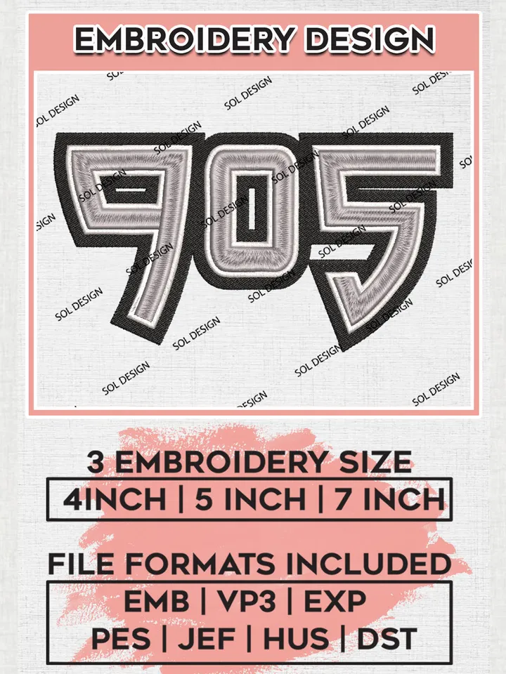 Raptors 905 Basketball Team Number Logo Embroidery Designs, NBA G League Team Embroidery Files, Basketball Machine Embroidery Designs, NBA Raptors 905 Team Logo, Sport Machine Embroidery Design, Digital Download