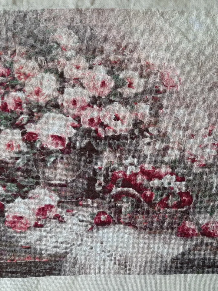 Rosy Provence Finished Cross Stitch Embroidery