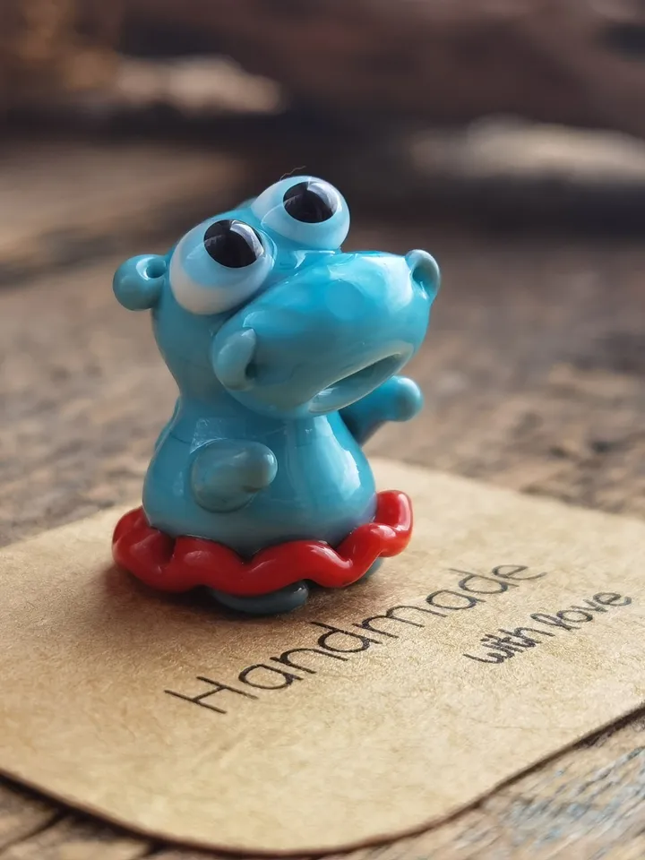 House Hippo figurine Hippo art Hippo gifts Hippo ornament Ballerina gifts Hippopotamus Hippo for Christmas Tiny glass animals