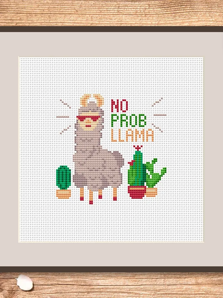No Prob Llama Cross Stitch Pattern, Animals Cross Stitch, Embroidery Lama, Llama xStitch, No Drama Lama Pattern,Modern Cross Stitch #anm032