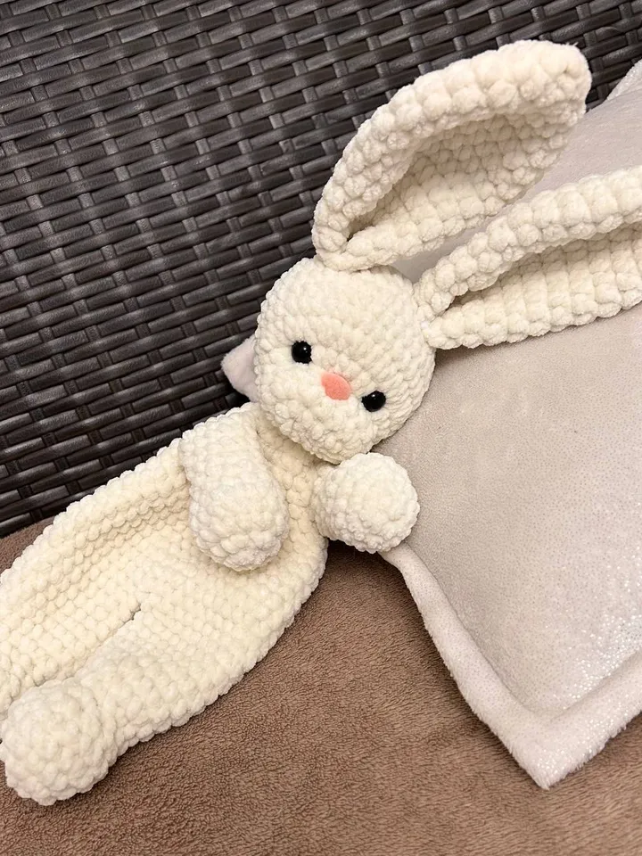 Crochet bunny snuggler Handmade toy for kids Cute rabbit toy plushie
