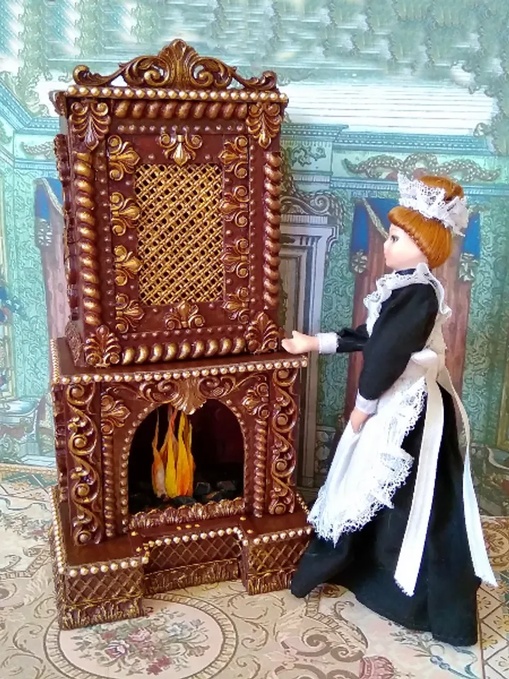 Fireplace for dollhouse handmade.