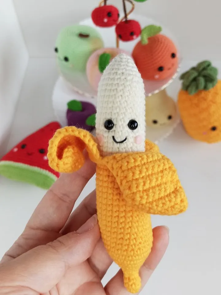 Set crochet fruit (11 pcs), pretend to play food, kawaii fruit,Montessori toy,