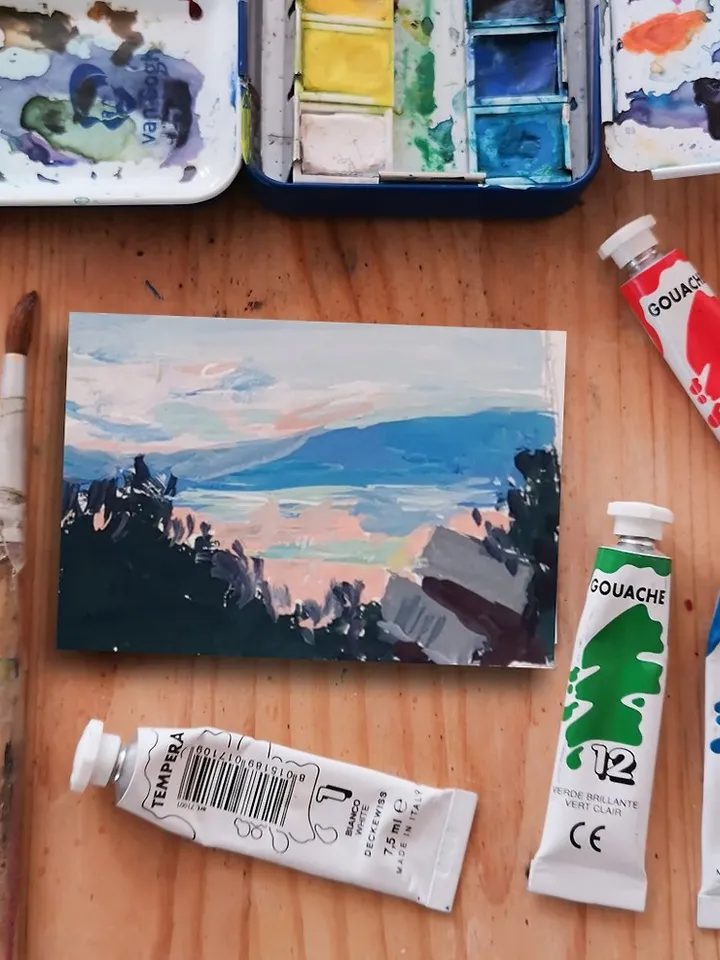 Huanshan landscape Original Design Mountain Small Painting Postcard Cute Art