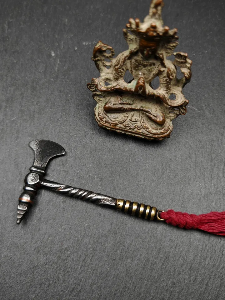 Gandhanra Handmade Antique Tibetan Kartika and Ax of the Dakinis | Trantic Buddhism Ritual Implement for Dharma Practitioners